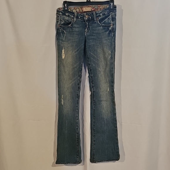 PAIGE Denim - PAIGE Blue Boot Cut Denim with Faded Details